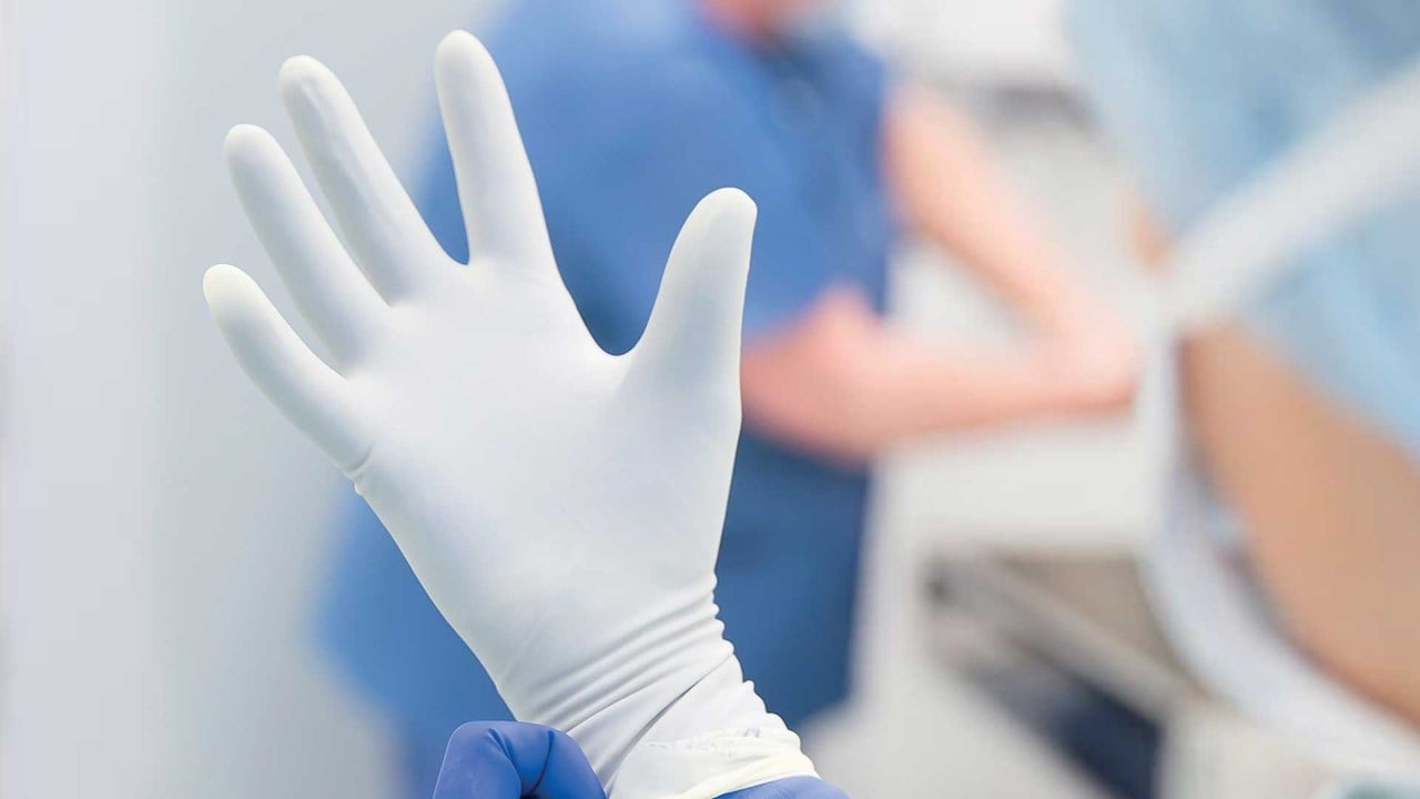 hand with gloves